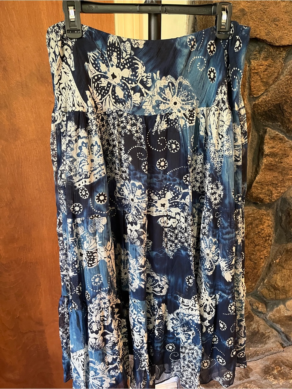 Lauren Ralph Lauren Navy and White Floral Tiered Skirt